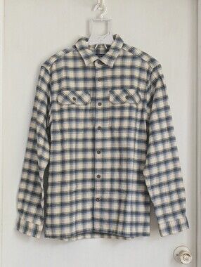 NWT Patagonia Men's Long-Sleeved Fjord Flannel Castroville Oyster White Plaid S